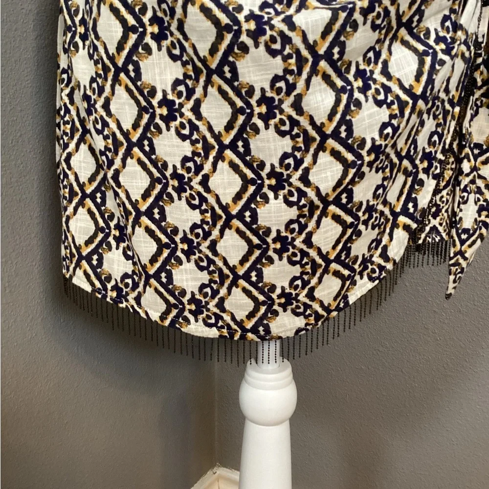 ZARA Mini Skirt Beaded Fringe Wrap Size XL - Picture 7 of 10